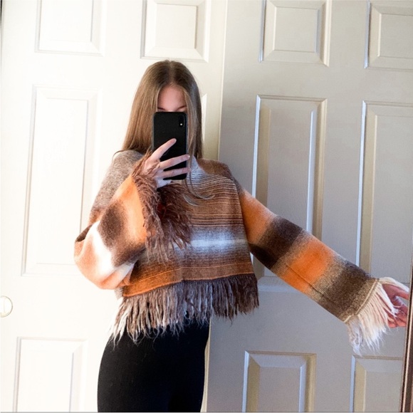 Zara Sweaters - Zara Fringe Striped Cropped Sweater - New